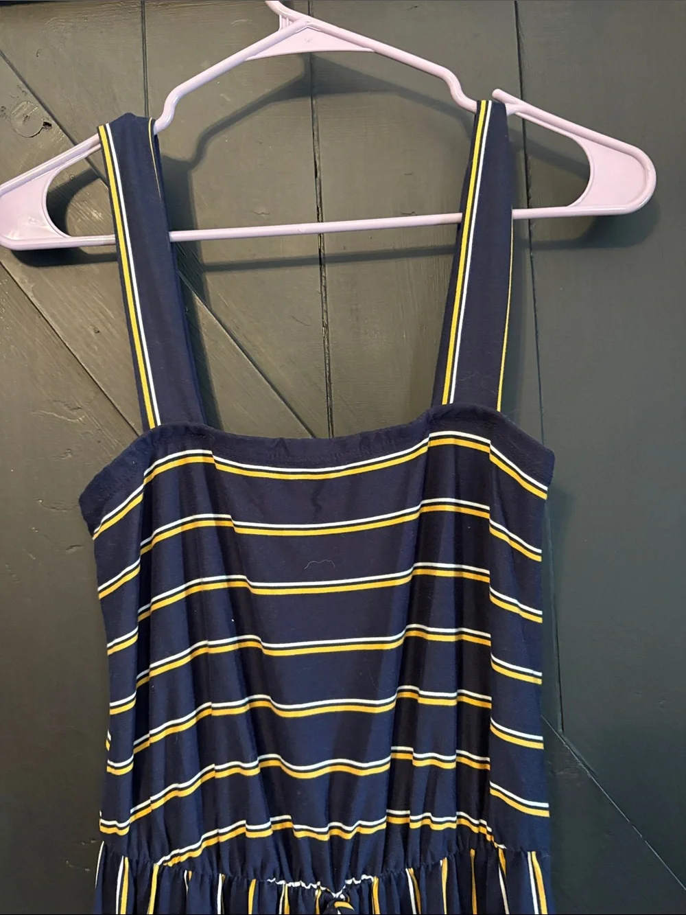 Striped Navy and Yellow Jumpsuit